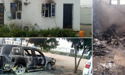 Pictured is some of the damage caused to the humanitarian hub in Ngala town, Borno State, Nigeria.
