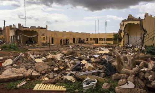 The G5 Sahel HQ destroyed by a terrorist attack on 29 June 2018 in Mopti, Mali. Photo Credits: MINUSMA/Harandane Dicko