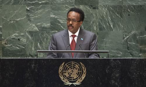Mohamed Abdullahi Mohamed Farmajo, President of the Federal Republic of Somalia, addresses the general debate of the General Assembly's seventy-fourth session.