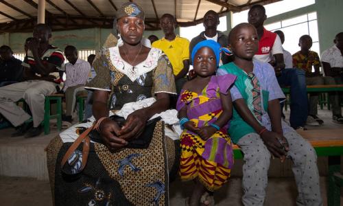 Twenty-nine-year-old Wala Matari, a former terrorist hostage, attends church with her children in the village of Zamai in the Far North region of Cameroon