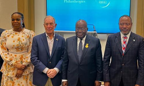 President Akufo-Addo of Ghana, Mr. Bloomberg, Ms. Ogunbiyi and other guests at the announcement event.