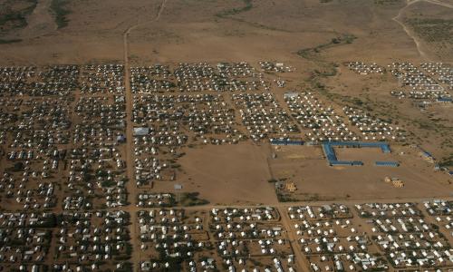 Pichani iliyopigwa kutoka angani inaonyesha sehemu ya makazi kwenye kambi ya wakimbizi ya Kakuma nchini Kenya