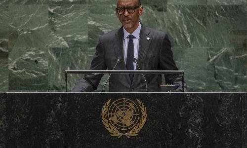Paul Kagame, President of the Republic of Rwanda, addresses the GA general debate in 2019.
