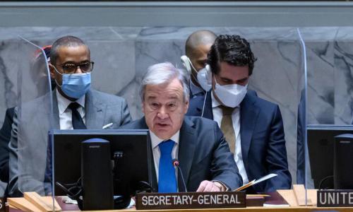 Secretary-General António Guterres addressing the UN Security Council.