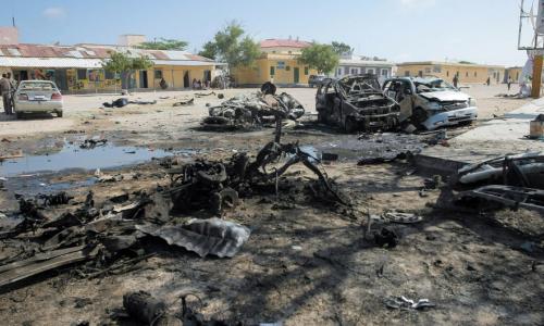 Destroyed cars in Mogadishu after the last deadly attack carried out by Al-Shabab just over three weeks ago. Photo Credits: Stuart Price/ UN Photo