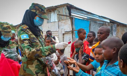 The UN Development Programme is running a COVID-19 awareness campaign with the Somali National Army in the capital Mogadishu