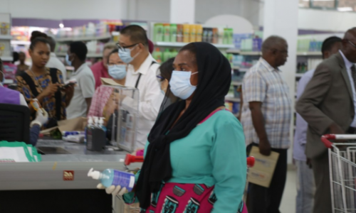 Tanzanians shopping at a supermarket in Dar-es- Salam