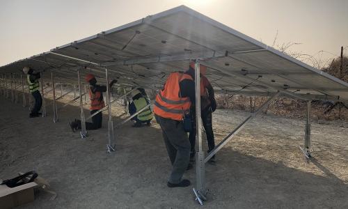 Final stages of the solar power plant installation at the Humanitarian Hub in Malakal, South Sudan