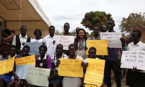 The UN Youth Envoy engaging with young peace ambassadors in Torit.