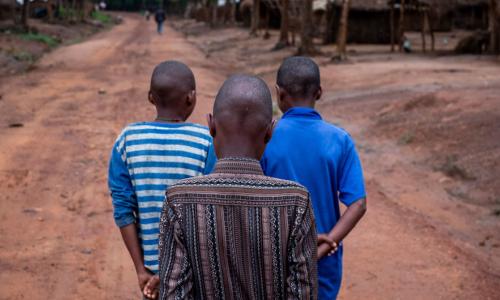 Three former child soldiers at Elevage camp in Bambari, Central African Republic.