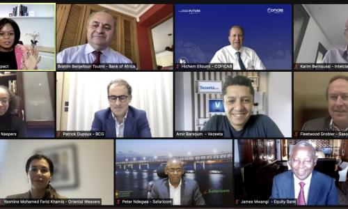 Virtual meeting, with eleven participants in three rows.