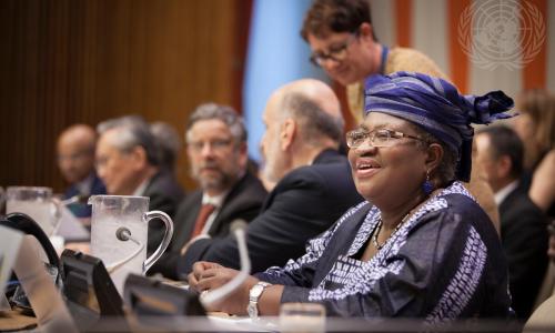 Ngozi Okonjo-Iweala (right) at the UN High-Level Meeting on Universal Health Coverage (UHC).
