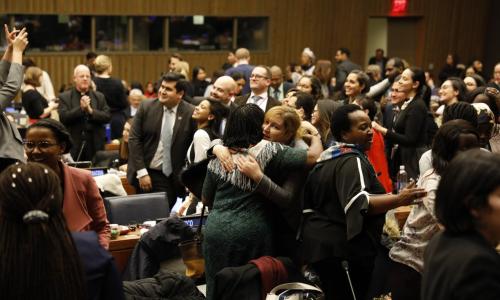 Washiriki wa CSW63 wakisherehekea kukamilika kwa mkutano huo mjini New York Marekani.