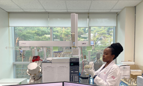 Sylvia Wairimu Maina, a PhD scholar at Sokoine University, Tanzania, conducting research 