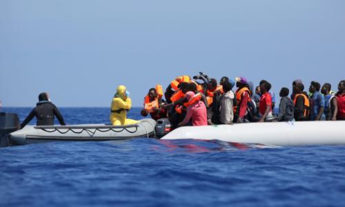 Rescue operations of African migrants carried out in the Channel of Sicily, Italy. Photo: IOM / Malavolta