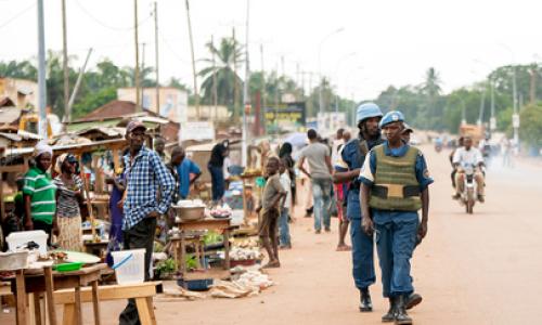 Peacekeepers patrol the Muslim enclave in the capital city of Bangui in the Central African Republic (CAR).
