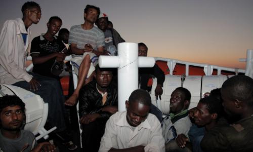 The Italian Coast Guard rescues migrants bound for Italy. Photo: IOM / Francesco Malavolta