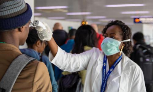 Passenger screening at Maya Maya international airport, Brazzaville, Republic of Congo.