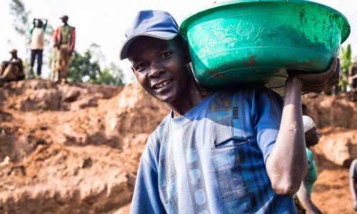 A worker at a mine in the Democratic Republic of Congo. With meaningful engagement, mining companies could become partners in achieving the SDGs. UNDP Photo