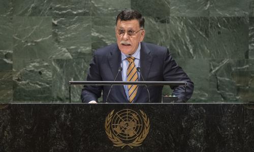 Faiez Mustafa Serraj, President of the Presidency Council of the Government of National Accord of the State of Libya, addresses the general debate of the General Assembly’s seventy-fourth session.