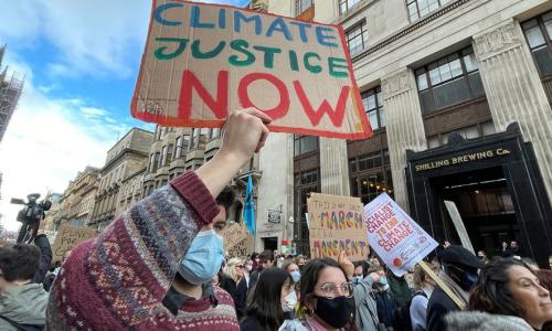 Young climate activists take part in demonstrations at the COP26