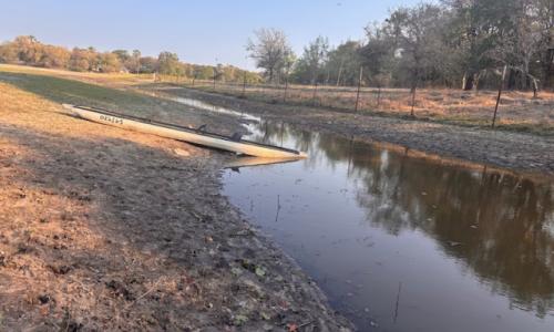 Dried-up state of the Thamalakane River in Maun.