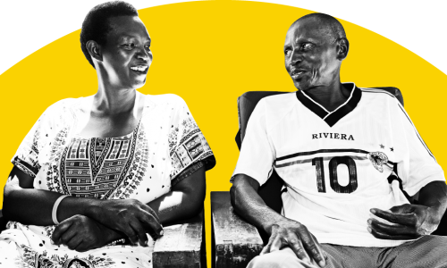 Laurence (left), a survivor, and Xavier, her family's killer, now living as friends.