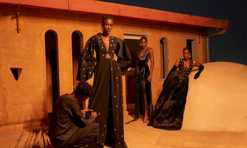 Designer Sarah Diouf, with some of her Tongoro Couture designs. 