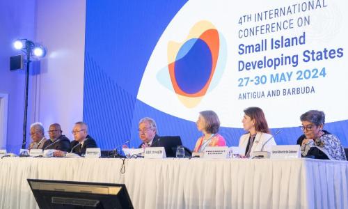 Secretary-General António Guterres (centre) attends the official opening of the fourth International Conference on Small Island Developing States (SIDS4).