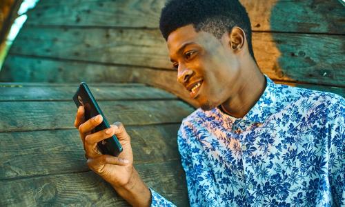 Mobile phone made from lithium. Africa is home to minerals such as graphite, lithium and cobalt.