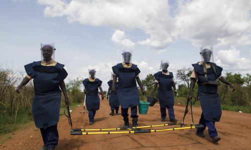 In Torit, South Sudan, the UN Mine Action Service (UNMAS) carries out mechanical and manual demining exercises.            UN Photo/Martine Perret