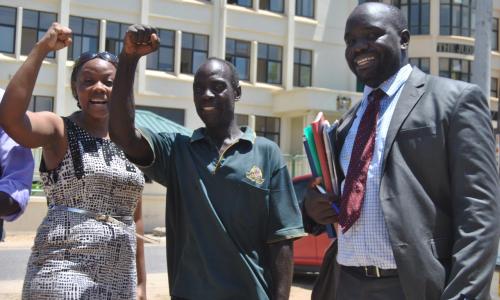 Ms. Phyllis Omido on the left, one of the lead poisoning victims, and her lawyer at the Mombasa ...