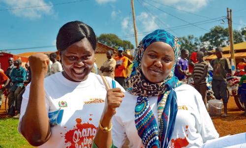 Women celebrating Orange the World.