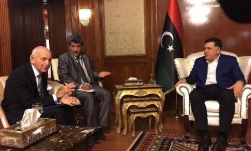 Director General William Lacy Swing  meets Libya Prime Minister Fayez Mustafa al-Sarraj