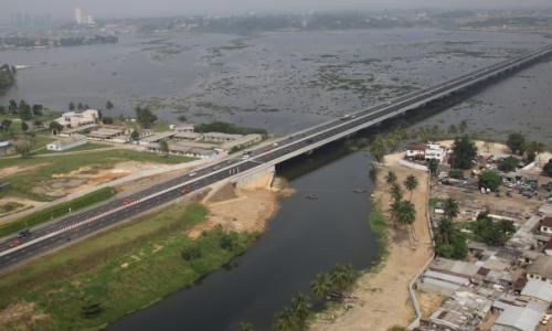 Henri Konan Bédié Bridge linking the north and south of Abidjan, Côte d’Ivoire. Photo: Bouygues Construction