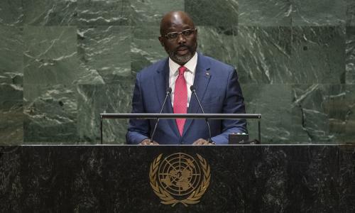 George Manneh Weah, President of the Republic of Liberia, addresses the  General Assembly