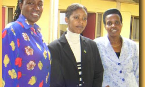 Three of the 39 women elected to Rwanda's legislature in September 2003. From left: Constance Rwaka, Solange Tuyisenge and Athanasie Gahondogo.