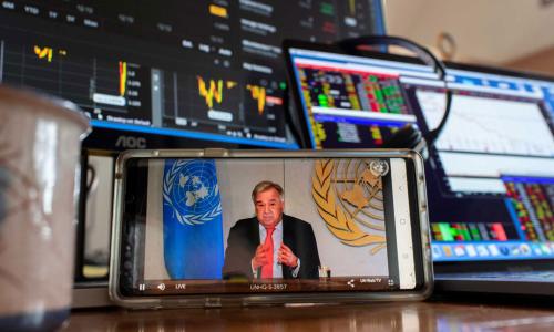 Secretary-General António Guterres takes part in the extraordinary Virtual Leaders’ Summit.