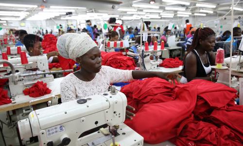Dignity factory workers producing garments for overseas clients, in Accra, Ghana.
