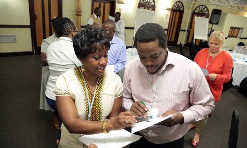 Attendees at an FAO sub-regional training workshop on gender and livestock in Harare, Zimbabwe.